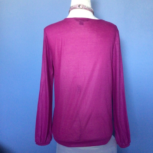 Magenta Banana Republic Draped Top Petite Medium - Picture 4 of 7